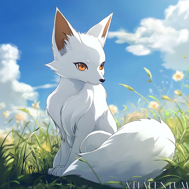 Fox in Field AI Image