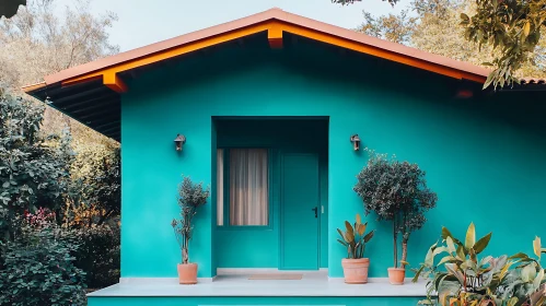 Charming Teal House Exterior