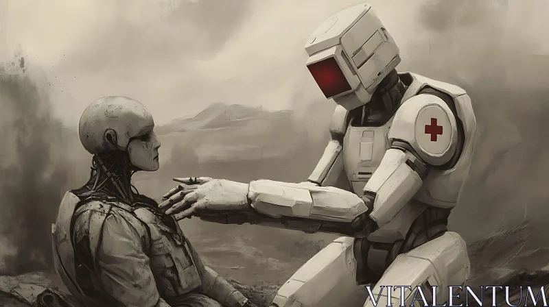 Robotic Compassion in a Dystopian Future AI Image