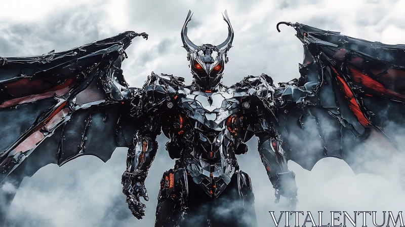 AI ART Cybernetic Demon with Horns and Wings