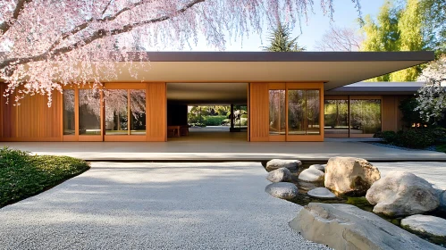 Minimalist Building in a Japanese Garden