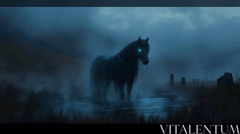 AI ART Mystic Horse in the Fog