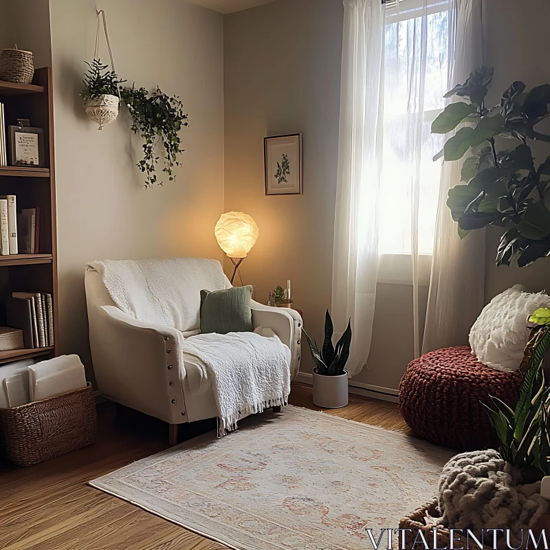 Relaxing Interior with Soft Light and Textures AI Image