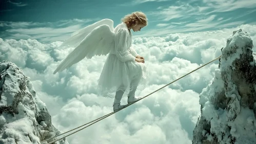 Angelic Figure on a High-Altitude Traverse