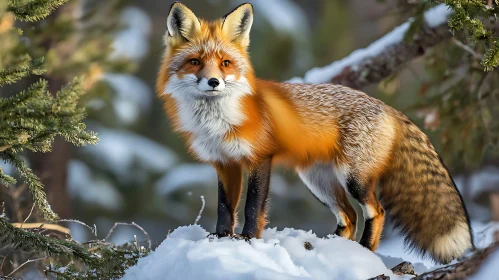 Fox Standing on Snow