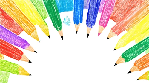 Rainbow Pencils on White Background