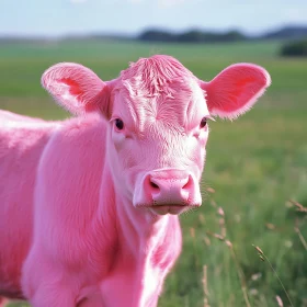 Surreal Pink Cow Portrait