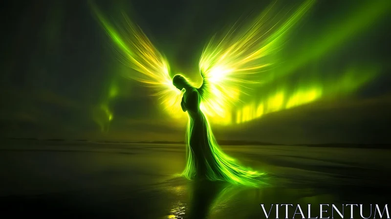 AI ART Angel of Light on Dark Shore