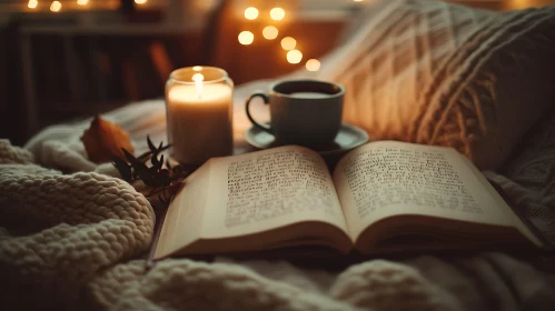 Warm Ambiance with Book and Candle