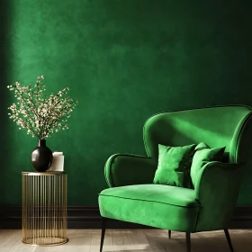 Green Room with Armchair and Flowers