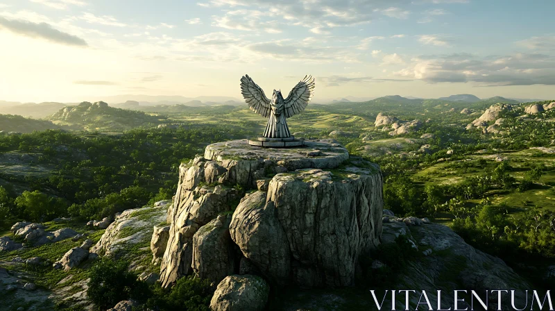 AI ART Angel Statue on Mountain Peak