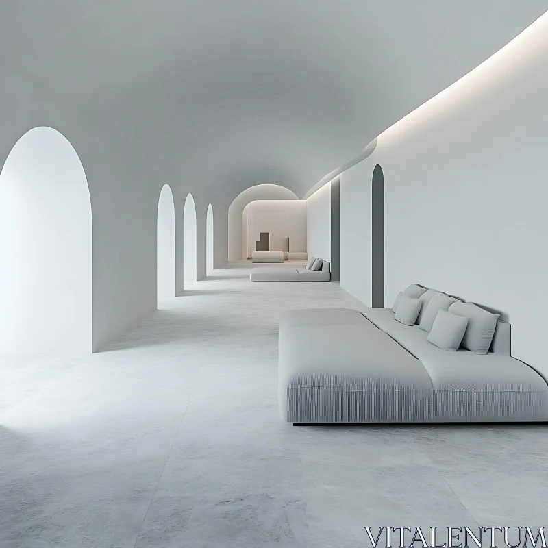 AI ART Minimalist White Hallway Interior Design