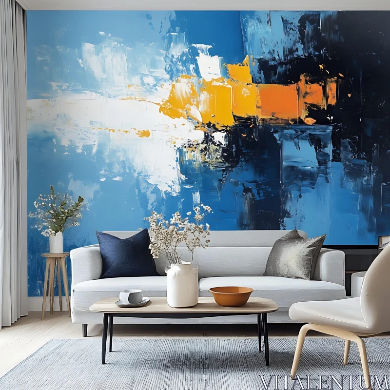 Modern Interior with Abstract Art AI Image