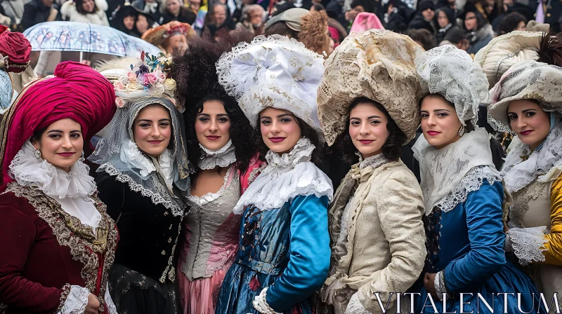 Women in Vintage Clothing and Hats AI Image