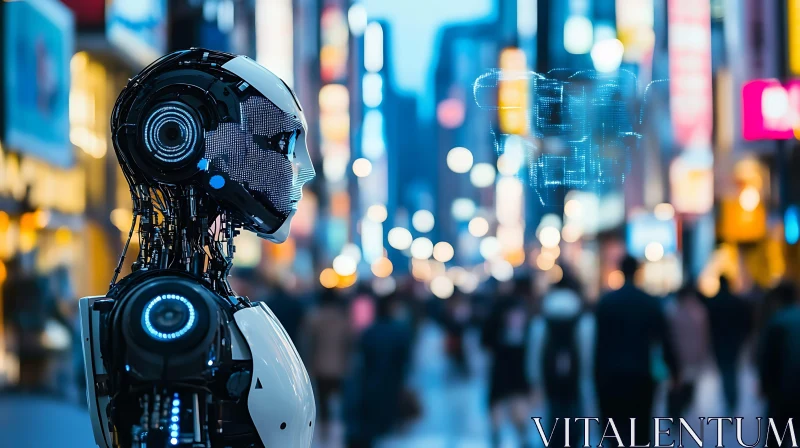 Advanced Robot in a Futuristic City AI Image