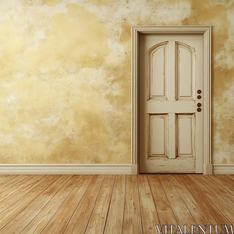 AI ART Old Doorway with Textured Wall