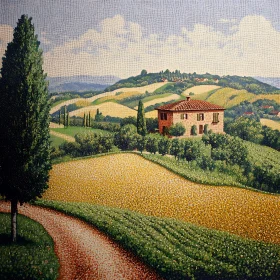 Scenic Tuscany Landscape with House