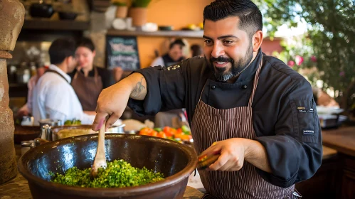 Gourmet Chef Cooking in Restaurant Kitchen