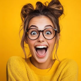 Joyful Woman with Yellow Sweater