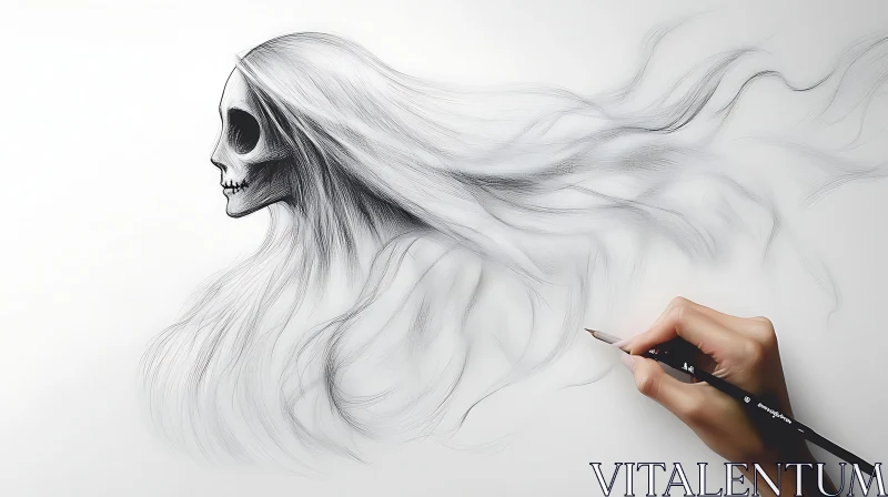 AI ART Pencil Drawing of a Skeleton