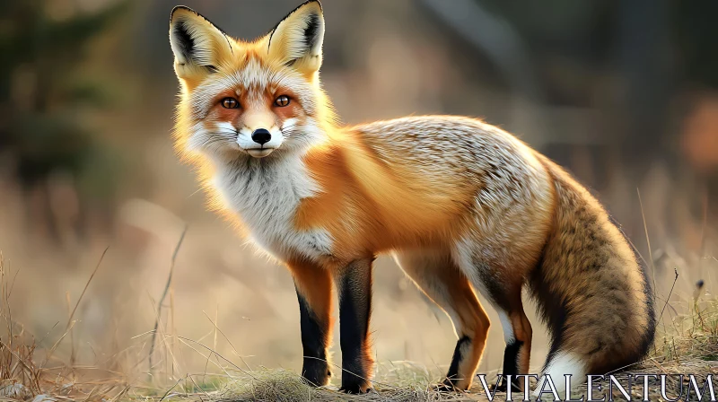 Alert Fox in Grassy Field AI Image