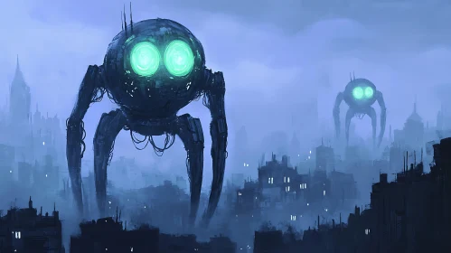 Robotic Sentinels Overlook the Ruined City