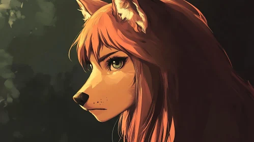 Mystic Wolf-Girl Anime Illustration