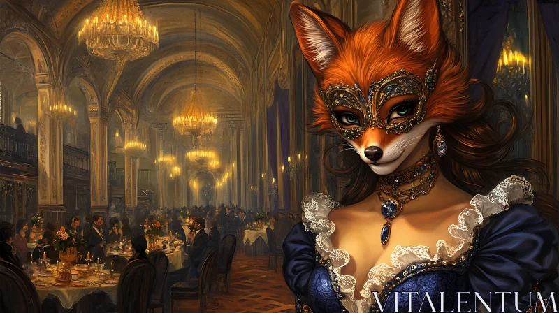 AI ART Anthropomorphic Fox in Ballroom