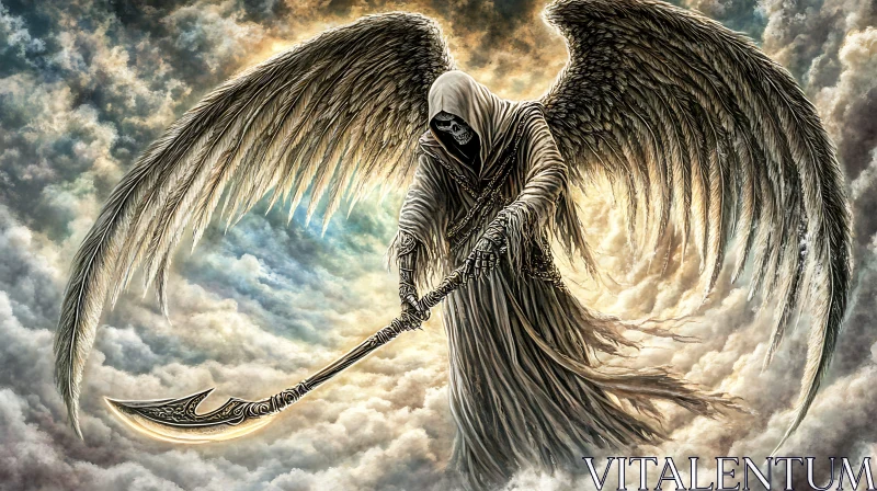 AI ART Winged Reaper in Ethereal Skies