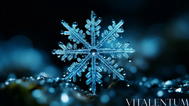 Enchanting Snowflake on Deep Blue Background - A Nature-Inspired Masterpiece AI Image