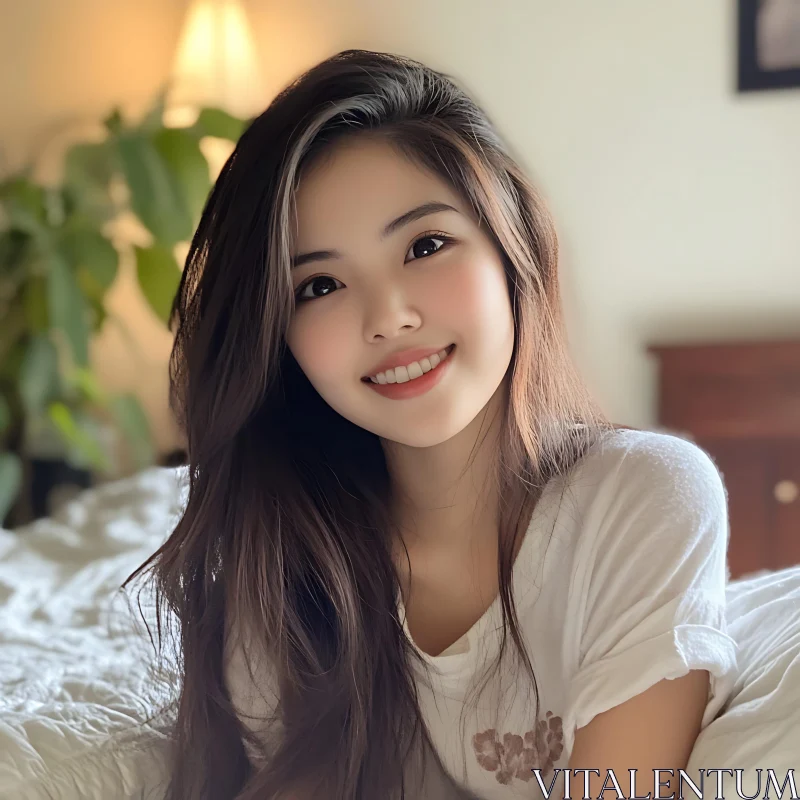 Gentle Smile of a Woman Portrait AI Image