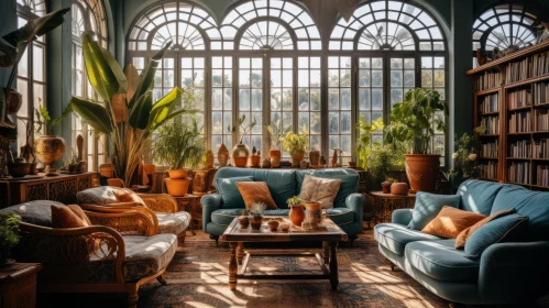 Vintage Living Room in a Greenhouse: Exotic Atmosphere