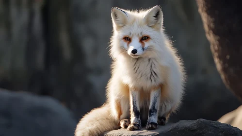 Arctic Fox Portrait on Rocky Outcrop