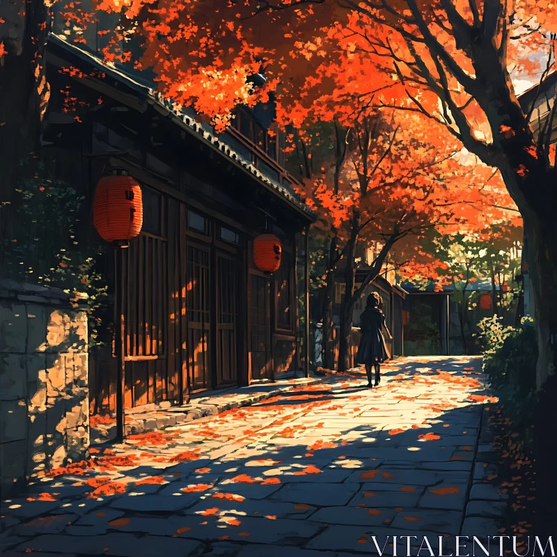 AI ART Warm Autumn Day on a Quiet Street