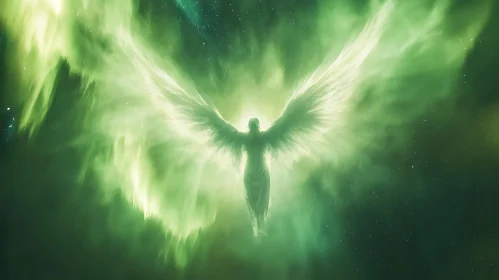 Angel of Light in Green Sky