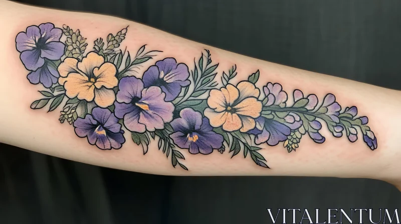 Vibrant Flower Tattoo Design AI Image