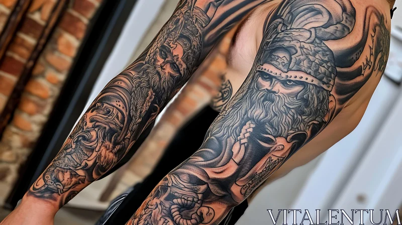 Intricate Viking Tattoo Sleeve AI Image