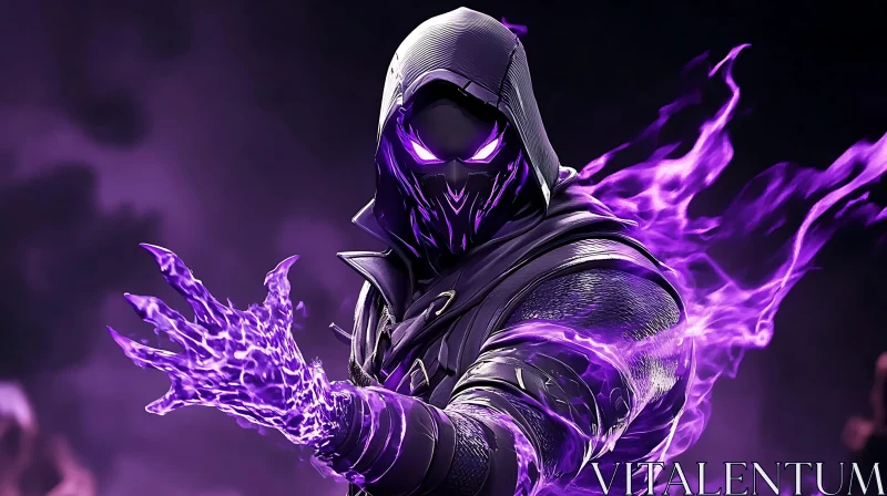 AI ART Enigmatic Purple Energy Wielder