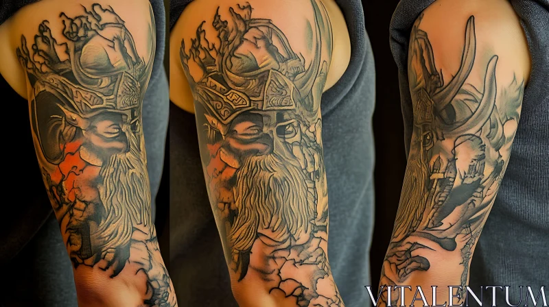 Detailed Viking Arm Tattoo Art AI Image