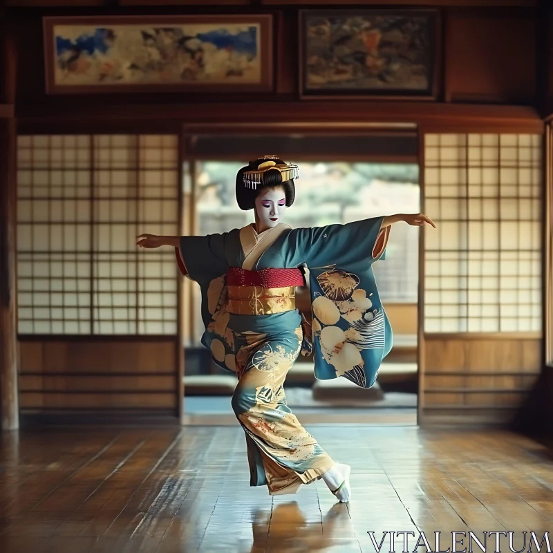 Japanese Geisha Dancing Art AI Image