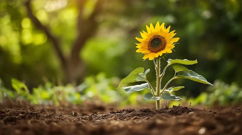 Single Sunflower Standing Tall