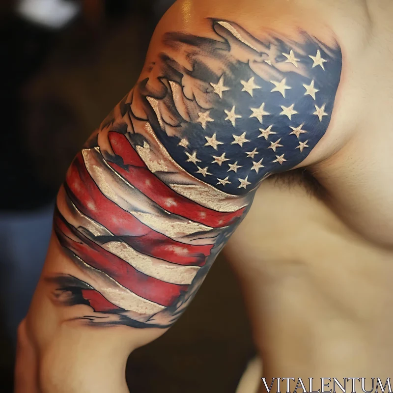 Patriotic Flag Arm Tattoo AI Image