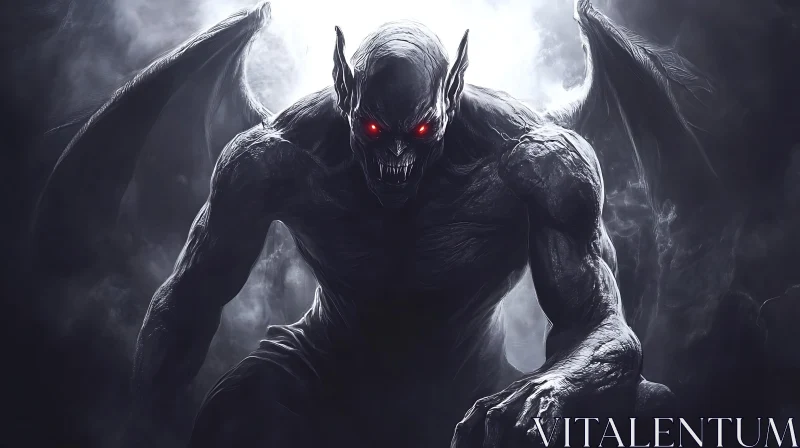 Gothic Demon with Red Eyes AI Image