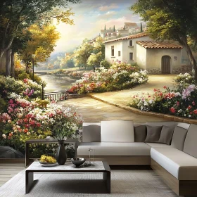 Idyllic Home with Lush Garden Artwork