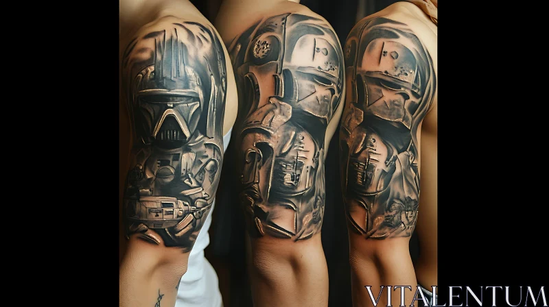 Intricate Futuristic Helmet Tattoo Designs AI Image