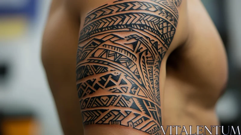 Tribal Geometric Tattoo on Arm AI Image