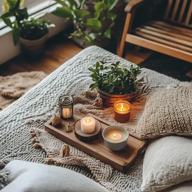 Serene Room with Candles and Greenery