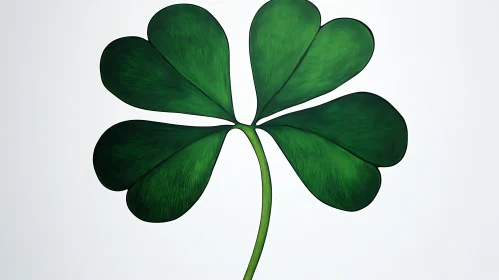 Lucky Four-Leaf Clover Against White Backdrop