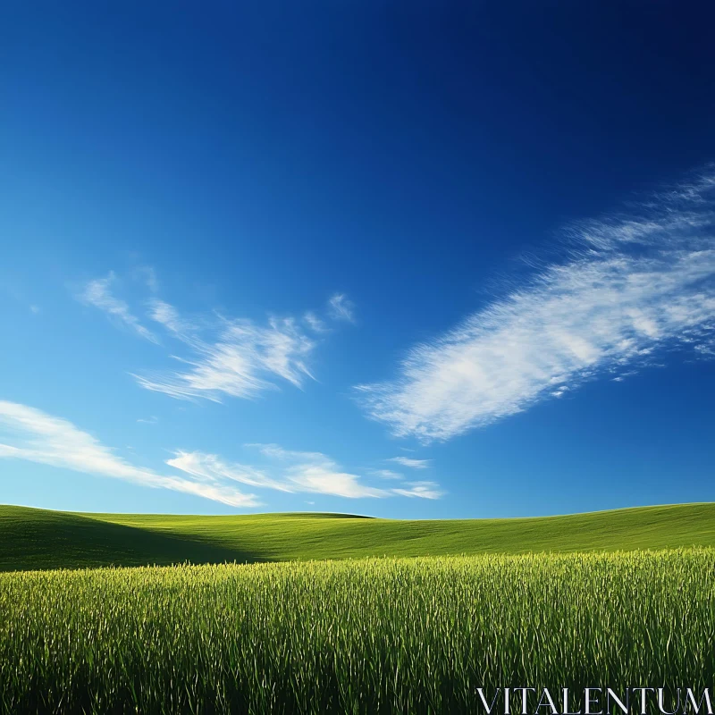 Open Field and Blue Sky View AI Image