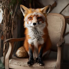 Fox Sitting on Vintage Chair